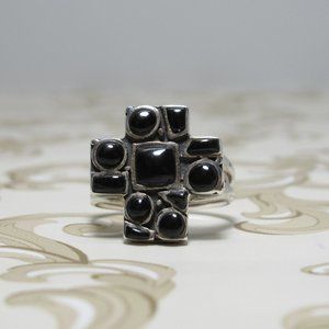 925 Vintage Onyx Cross Ring